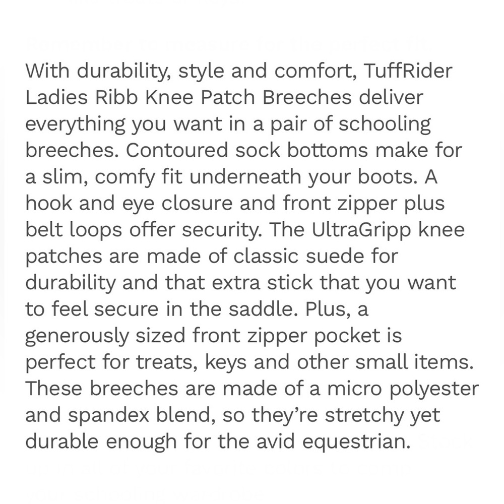 TuffRider Ribb Knee Patch Breeches - Picture 15 of 16